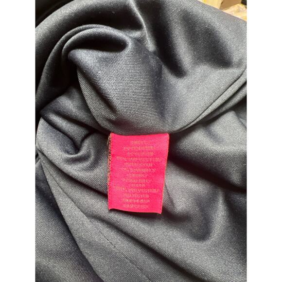 Betsey Johnson Navy Floral Stretch Sheath Midi Dress Cap Sleeve Back Zip Size 0 - Picture 5 of 5